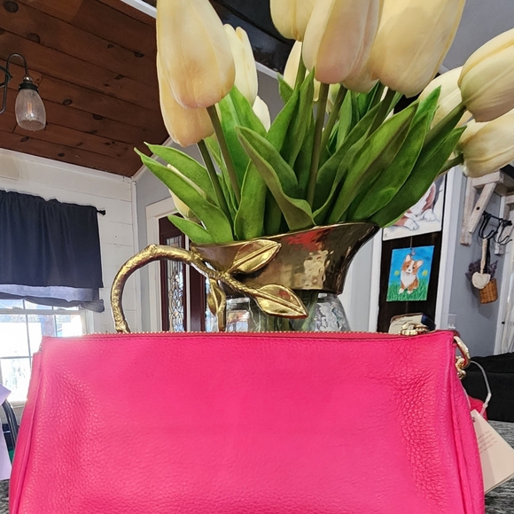 Coach Kira Pink Ruby Pebbled Leather Chain Shoulder Bag- NWT- Measures 9.5×6 - Picture 4 of 8